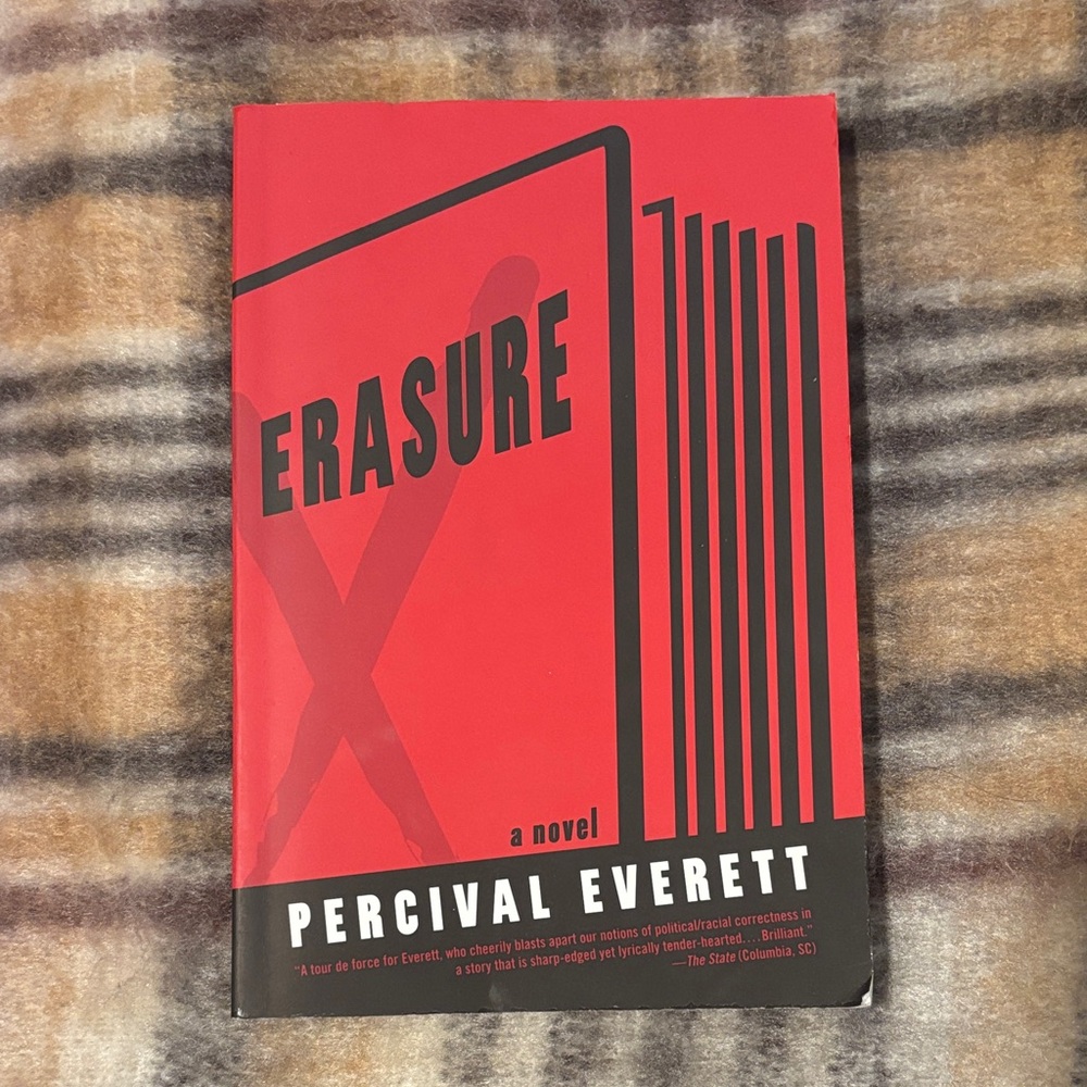 Erasure by Percival Everett - Red & Black Paperback Novel